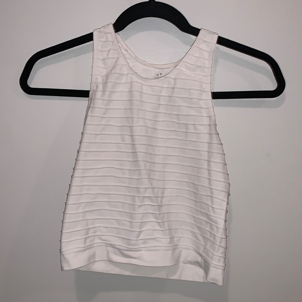 A cute white ribbed high necked tank top🤍
